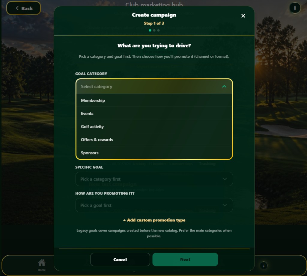Create campaign wizard for clubs