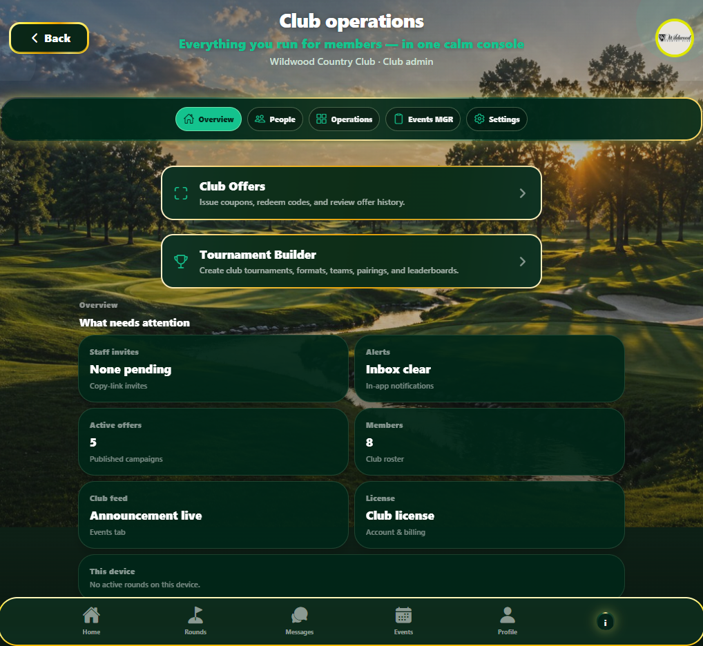 Tee'd Up Club Portal